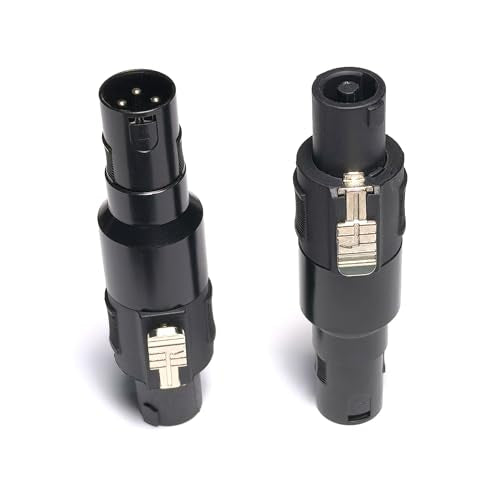 WJSTN 3pin XLR to Speakon Adapter, Black, Professional Connector, 2 Pack, for PA Systems, DJ Equipment, Amplifiers, Mixing Consoles (Speakon Male to XLR Male) - style: Speakon Male to xlr Male