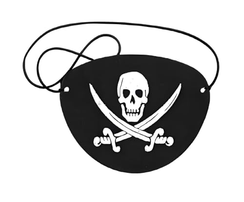 A Miaow Pirate Hat and Eye Patch Costume Accessories Set Halloween Skull Black Caribbean Captain Cap Masquerade Photography - size: Circumference 21in