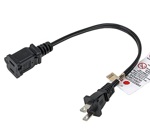 1FT Short Polarized US 2 Prong Male-Female Extension Power Cord - size: 1FT, style: 1 Pack
