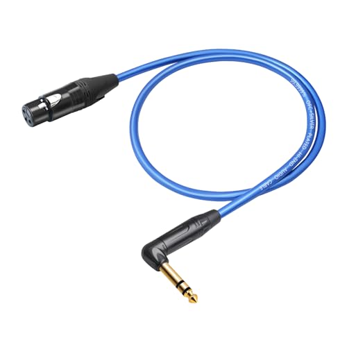 3Feet 2 Pack Balanced XLR Female to Right Angle 1/4 TRS Mixer Cable,6N OFC+Silver Plated HI-END Audio Cable,Right Angle 6.35mm to 3pin XLR Female Audio Cable - size: 3Feet(2Pack), style: 90° TRS To XLR F