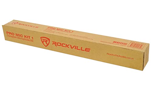 Rockville Pro Mic Kit 1 Metal Microphone with Stand, Carry Bag, 2-Pack | M-56 Neodymium Dynamic Mic, XLR to 1/4" OFC Cable, Adjustable 31.5"-59" Stand, Padded Canvas Carry Bag