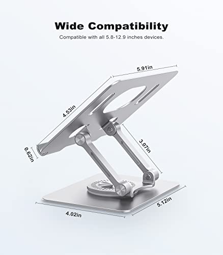 JOIOT Adjustable Tablet Stand for Desk, Foldable Portable Holder - color: Silver