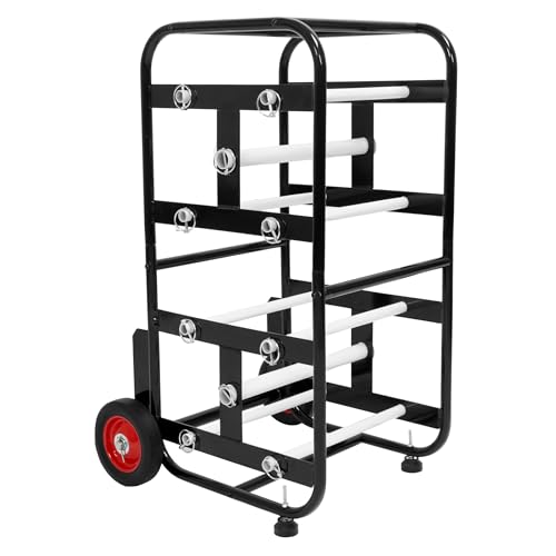 Wire Spool Holder Cart, Portable Wire Rack Dispenser with Wheel, 10 | Rods, 15X17X31" Display & Storage for Electrical Industrial & Retail Use - color: Black