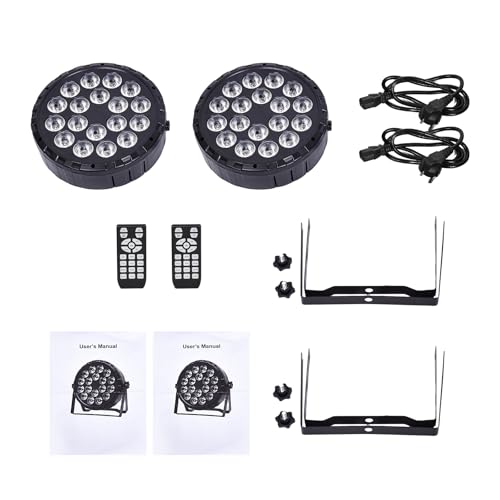 LED Par Light DJ Stage Light,18 LED RGBW with Remote&DMX Control,Sound Activated Control DJ Uplighting for Wedding Party Club Christmas Stage Lighting (2 Packs)