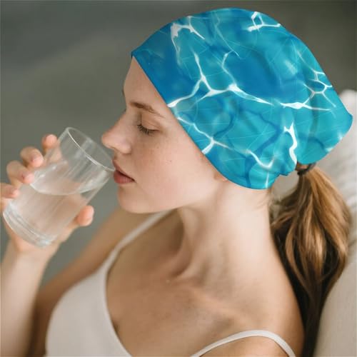Art Owl Women's Slouchy Beanie Hat Cute Turban Hats Cancer Headwear Caps Baggy Skull Sleep Scarf - color: Blue Water Ripple