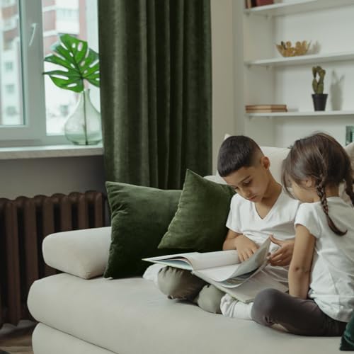 BGment Velvet Curtains for Living Room, Olive Green Blackout Curtains - color: Olive Green, size: 42"W x 84"L (Pack of 2)