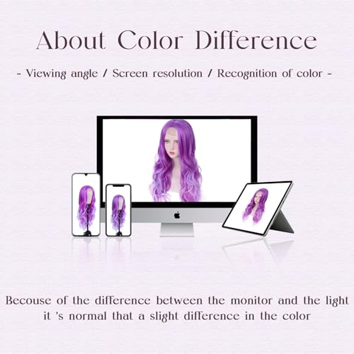 Aida ble Long Wavy Lavender Purple Wig for Women 26inch Middle Part Wig | Natural Looking Synthetic Hair,Suitable for Daily Wear,Party,Halloween and Cosplay,Beginner-friendly,Lightweight and soft - color: Purple One piece