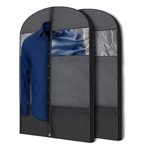 Plixio Gusseted Garment Bags Suit Bag for Travel and Clothing Storage of Dresses, Dress Shirts, Coats— Includes Zipper Pockets and Large Transparent Window (10 Pack: 43" x 24" x 3.4") - size: 10 Pack: 43" x 24" x 3.4"