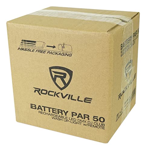 Rockville Battery PAR 50 18W LED DMX Wash Up-Light, Rechargeable Battery, Remote Control, RGB Color Mixing, Sound Activated, for DJs, Clubs, Parties, Weddings | Wireless Remote, 8-10 Hour Battery, 18x1W RGB LEDs, 7 DMX Channels, Sound Activated, Master/Sl