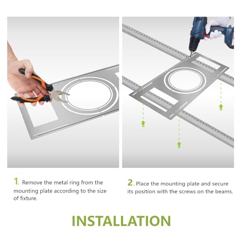 48-Pack New Construction Mounting Plate, 8-9-11in, LED Recessed Lighting Housing Kits, Flat Steel Rough-in Bracket Fixture for LED Light Bar, Shallow Recessed Lighting Housing Plate - color: Symmetric 8-9-11", size: 48 Pack