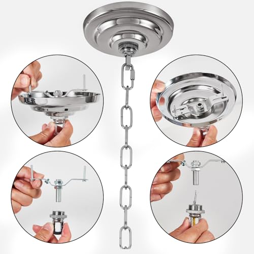 Heavy Duty Light Fixture Canopy Kit 5.3 Inches Diameter & 5.9 Feet Chain Ceiling Mounting Hardware for Pendant Light, Chandelier or Swag Light Fixtures, Chrome - color: Chrome