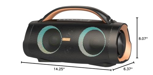 DOSS Extreme Boom+ Loud Bluetooth Speaker with 100W Stereo Sound, Extra Bass, 20H Playtime, Party-Sync Led Lights, Built-in Power Bank, IPX6 Waterproof Outdoor Speaker for Camping, Travel-Copper Gold - color: Gold