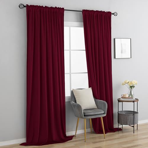 Yakamok Wine Red Room Darkening Velvet Curtains 84 Inch Long Living Room | Luxury soft velvet, 2 panels 40x96 inch, for bedroom study, window drapes rod pocket,light blocking,Thermal Insulated - color: Wine Red, size: 40"W x 96"L (Pack of 2)