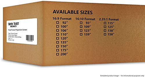 Silver Ticket Products STR Series 6 Piece Home Theater Fixed Frame 4K / 8K Ultra HD, HDTV, HDR & Active 3D Movie Projection Screen, 2.35:1 Format, 115" Diagonal, Woven Acoustic Material STR-235115-WAB - color: Woven Acoustic Material, size: 2.35:1, 115"