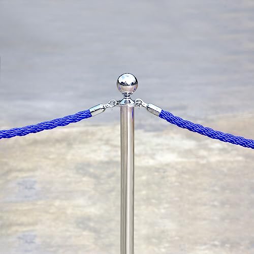 PATIKIL Stanchion Rope, 1.5m/5Ft Barrier Rope Twisted Post Ropes with Snap Hooks for Posts Stands Queue Divider Crowd Control of Hotel, Blue Golden - color: Blue / Golden