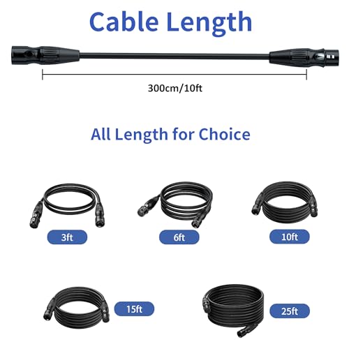 SMALL-EYE 3 Pin DMX Cables 10 ft 4-Pack, Male to Female Lighting Cable | DMX512 Signal Protocol, 116Ω Optimized Impedance, Reduced Signal Interference, Reliable Connector Fit - size: 10 Feet - 4 Packs