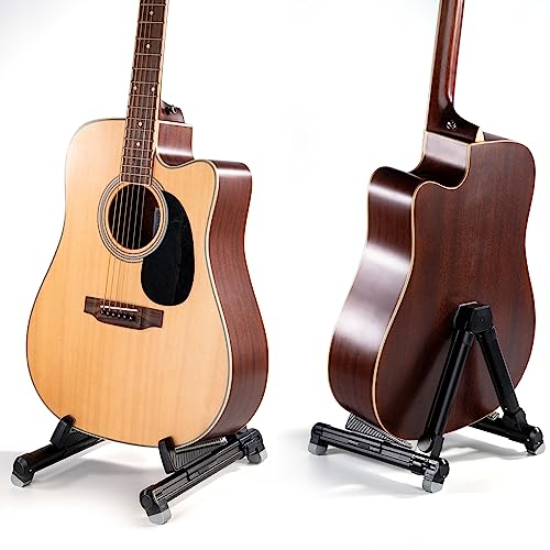 ENO MUSIC Guitar Stand - Alumium Alloy A-Frame Universal Folding Stand, Suitable for Acoustic, Electric & Bass Guitars - Black - color: BLACK