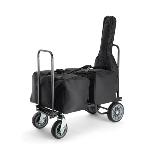 On-Stage UTC5500 All-Terrain Utility Cart (Rolling Dolly Handcart, Heavy-Duty Transportation, Load in and Load Out Equipment, Adjustable Length, Treaded Wheels and Locking Casters, Black Finish)