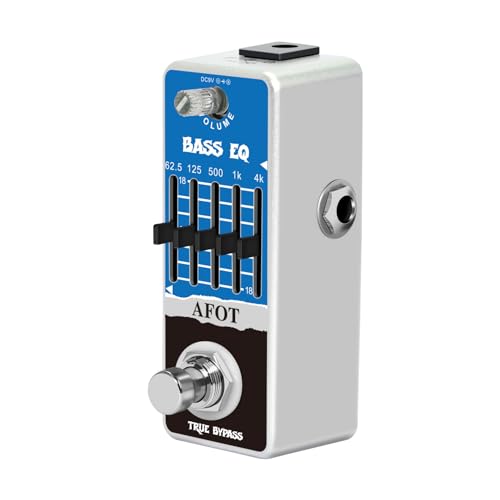 Bass EQ Pedal, 5-Band EQ Pedal Electric Bass Equalizer (62.5Hz 125Hz 500Hz 1kHz 4kHz) Provides ±18dB for Each Band EQ Seeker for Bass True Bypass - color: Blue Bass EQ