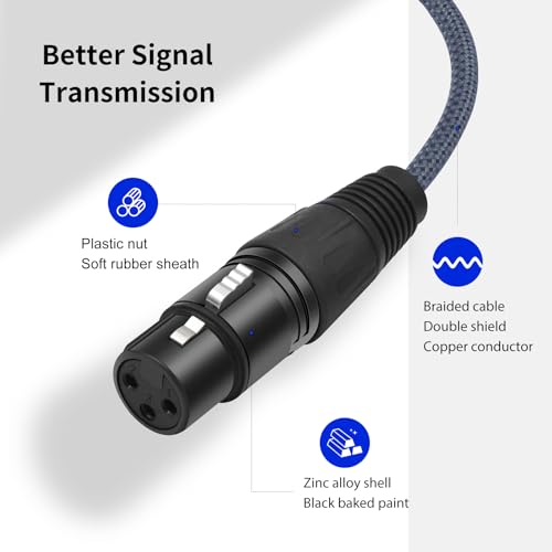 2 Pack 1/4 TRS Male to 3Pin XLR Female Microphone Cable,6.35mm TRS to XLR Female Braid Quarter inch Balanced Cable for Mixer Microphone Active Speakers-1Feet - color: 1/4 TRS To XLR F, size: 1 feet(2 pack)