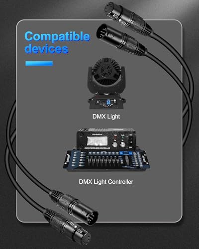10 FT DMX Cable 5 Pin 6 Pack, DMX Cable for DMX Lights and Controllers - size: 5 Pin 10 FT 6 Pack
