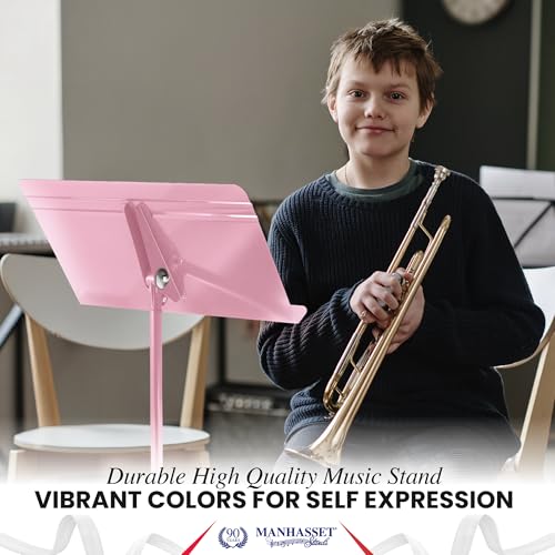 Manhasset Music Stand For Sheet Music - 48 Symphony Model Glossy Pink - 4801PNK - Long Lasting, Durable Manhasset Stand - Adjustable Height - 20" by 12 - color: Pink, Glossy, size: Pack of 1