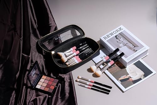 BS-MALL Makeup Brushes Set with Bag 14 Pcs, Travel Friendly Brush Set for Women, Powder Blush Eyeshadow Concealer Foundation Brush, Multi Purpose Daily Use Makeup Brush Kit