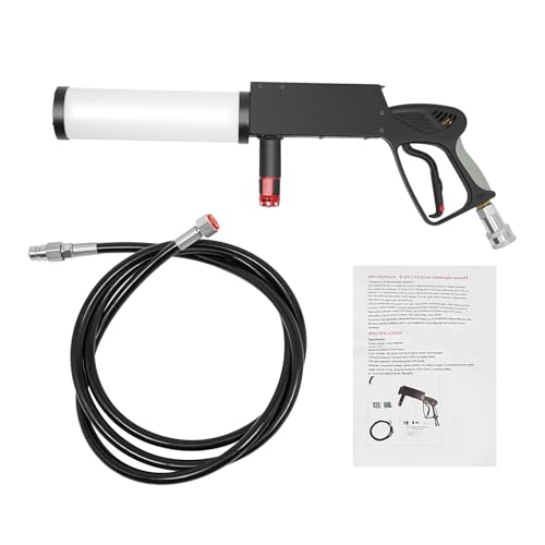 CO2 Handheld Smoke Machine, Fog Gun with RGB LED Lights & 3m Hose, 5-6Mpa High-Pressure Portable Smoke Cannon for Halloween, DJ Parties, Weddings, Stage Effects