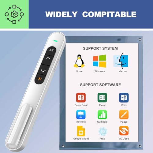 QUI Presentation Clicker with Volume Control, Wireless Presenter Remote - color: White, size: S