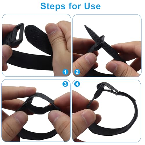 1" x 18" Hook and Loop Cable Tie Down Straps, 20Pcs, Black - size: 1" x 18"