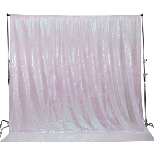 Juya Delight White Iridescent Sequin Backdrop, 6ftx6ft Glitter Photo Backdrop Curtain for Birthday Party Wedding Festival Ceremony - color: Iridescent, size: 6ft x 6ft