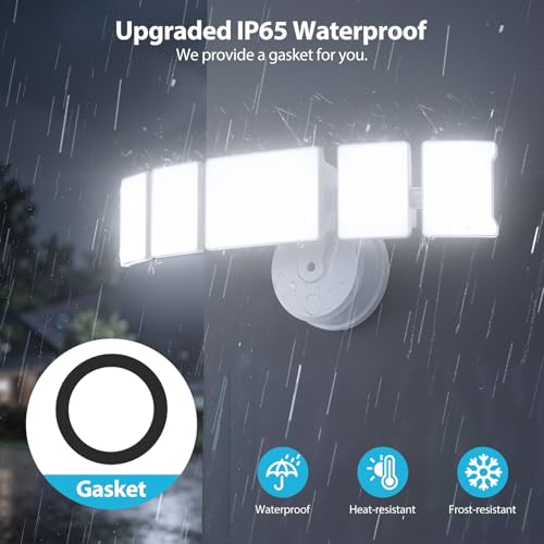 Olafus 180W Flood Lights Outdoor, 18000LM Super Bright Security Lights with 5 Adjustable Heads, IP65 Waterproof, Hardwired Switch Controlled, 6500K, Aluminum LED Flood Light for House Yard White - color: White