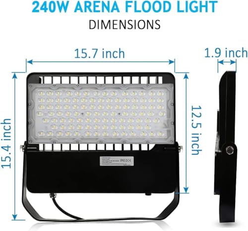 ledmo LED Flood Light Outdoor 240 Watt, Floodlights with Dusk to Dawn | Photocell High Output 36000 Lumen, Commercial Grade Lighting Fixture for Large Stadium,Yard, 5000K Daylight, IP65 Waterproof - size: Standard-Photocell