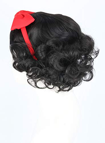 Topcosplay Kids Girls Wig with Bow Headband Short Black Wig Curly For Halloween Costume Cosplay - color: Black Short