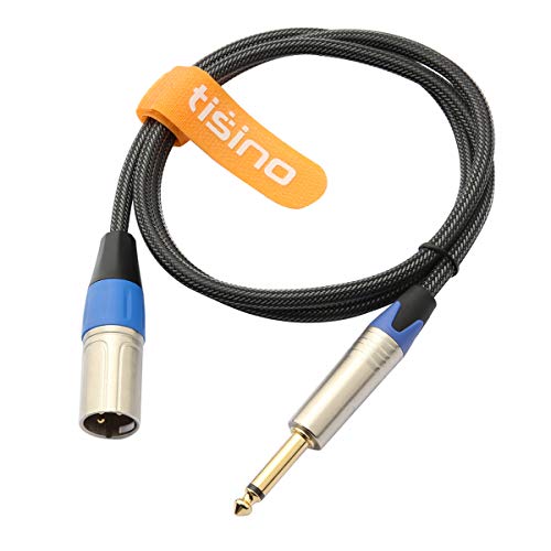 Tisino 1/4" to XLR Male Mono Cable Unbalanced Quarter inch to XLR Male Microphone Cable for Connecting Instruments to Mixers, 6.6 Feet | 1/4 Inch TS to XLR Male Cord for Instruments to Mixers, Gold-Plated OFC Shielded Interconnect Unbalanced Audio Cable -