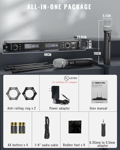 Phenyx Pro Dual UHF True Diversity Wireless Microphone System PTU-2U-2H