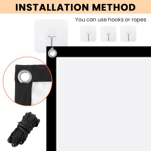 Projector Screen, 4K HD Home Movie Projection Screen, 60"|72"|84"|100"|120"|150" Anti-Crease Theater Screens Indoor Outdoor (Thickened 84 INCH) - size: Thickened 84 INCH