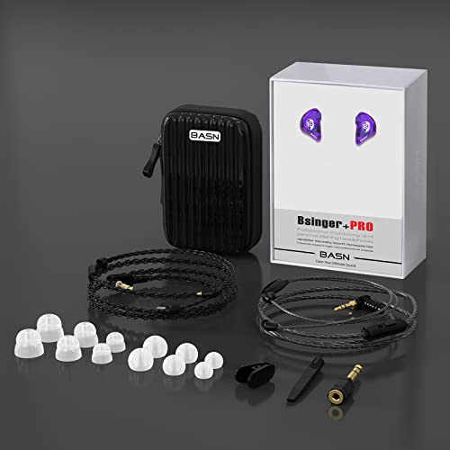 BASN Bsinger Pro in Ear Monitor, Dual Drivers MMCX IEM Earphones (Purple) - color: Purple