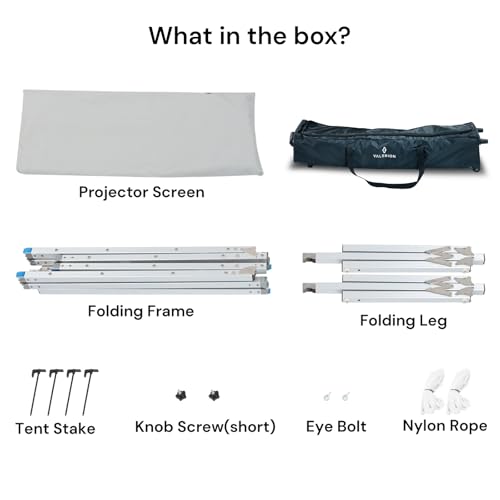 AWOL Valerion 150" Outdoor Projector Screen with Stand – 3-Min Setup, Wheeled Carry Bag, 4K/8K UHD Support, Freestanding, Portable Alloy Frame, 16:9 HD, Lightweight for Camping, Backyard, Home Theater - size: 150 inches
