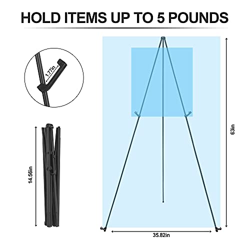 Easel Stand for Wedding Sign & Poster Display 63'' Portable Art Easel for Floor Adjustable Metal Easel Black - style: Black