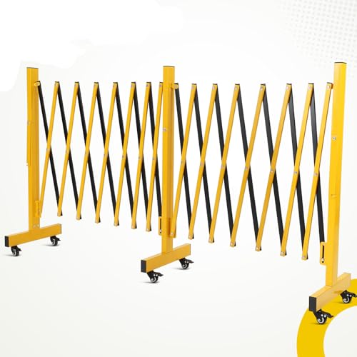 Expandable Barricade, 16 FT, 6 Wheels, Yellow/Black - size: 16FT