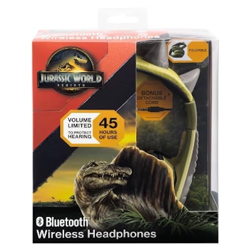 Jurassic World Bluetooth Headphones for Kids, Volume Reduced Wireless Headphones - color: Jurassic