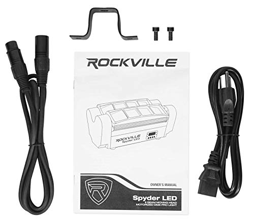 Rockville Spyder LED (8) Beam Moving Head Motorized DMX DJ/Party/Club Pro Light | RGBW CREE LEDs, Sound Activated, Daisy Chain Power In/Out, 6 Degree Beam Angle, Includes DMX Cable and Mounting Bracket