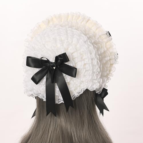 COSDREAMER Girls Women Victorian Bonnets Lace Flowers Tea Party Hats - color: C