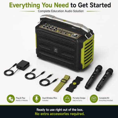 WinBridge 200W Portable PA System with 2 Wireless Microphones, K600 Pro