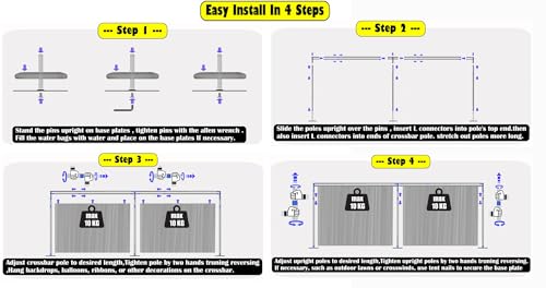 Adjustable Heavy Duty Portable Pipe and Drape Backdrop Kit 10FT x 20FT Double Crossbar Easy Set Up for Wedding&Party&Photography&Baby Show&Display (No Drape),But Not for Flower Walls/TVs/Heavy Items - size: 10FT x 20FT & Double Crossbar & No Drape
