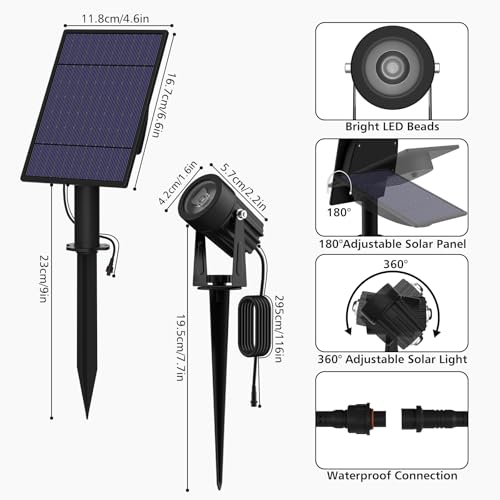 T-SUN 2-in-1 RGB Solar Spot Lights Outdoor Waterproof, Dusk to Dawn - color: RGB (Red, Green, Blue), size: 2-IN-1