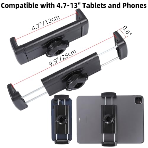 Tablet Holder for Microphone Stand/Treadmill/Spin Bike/Stroller/Golf Cart/Handlebar/Stationary Bike, Phone iPad Holder Mount for iPad Pro 12.9, Galaxy Tabs, iPhone(4.7-13”) - style: 3" Arm