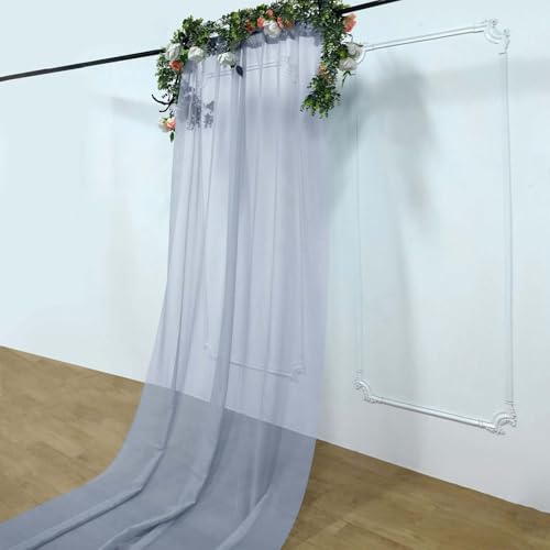 Efavormart Dusty Blue Sheer Premium Chiffon Curtain Panel Backdrop Drapery with Rod Pockets | 5ft x14ft - color: Dusty Blue, size: 60"W x 168"L (Pack of 1)