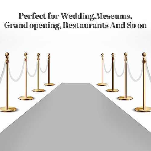 Fumete 6 Pieces Velvet Stanchion Rope Bulk 6.5 Feet Crowd Control Barriers Safety Velvet Rope with Polished Gold Hooks for Party Openings, Not Include Stanchion Post(White) - color: White